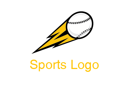 flying softball ball and lightning sports logo