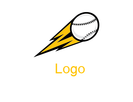 flying softball ball and lightning sports logo