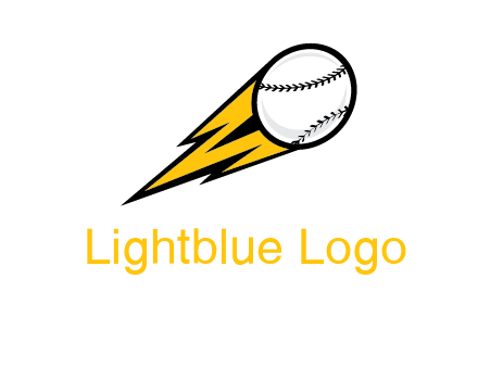 flying softball ball and lightning sports logo