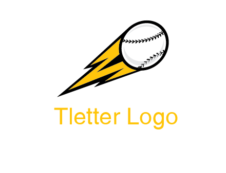 flying softball ball and lightning sports logo