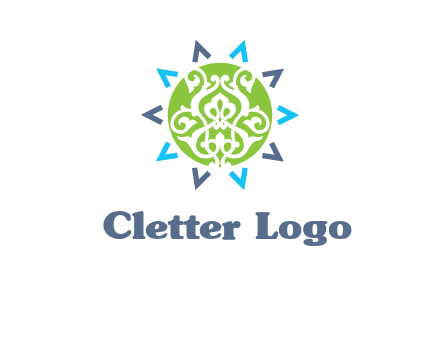 ornament in sun logo
