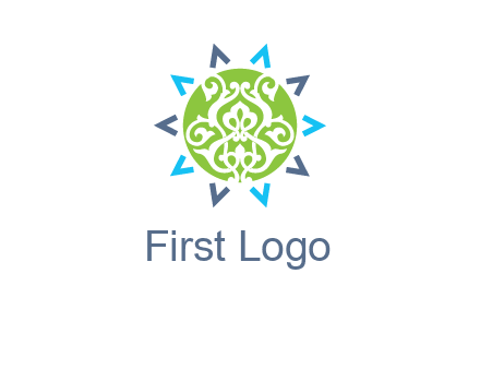 ornament in sun logo