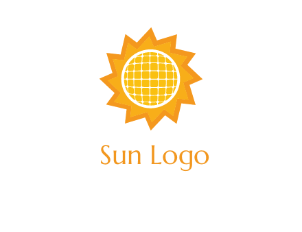 sun and solar panel logo
