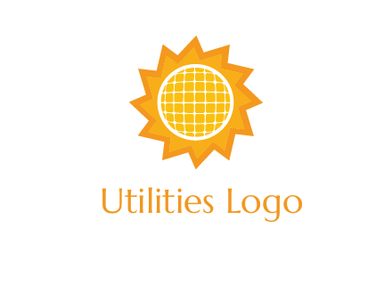 sun and solar panel logo