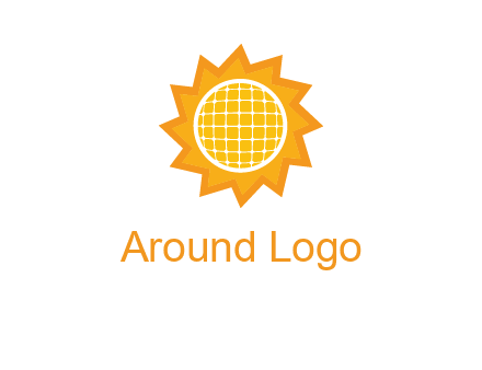 sun and solar panel logo