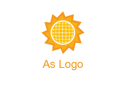 sun and solar panel logo