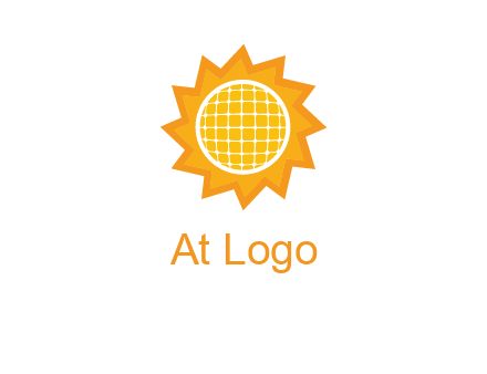 sun and solar panel logo
