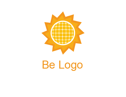 sun and solar panel logo