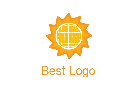 sun and solar panel logo
