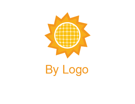 sun and solar panel logo
