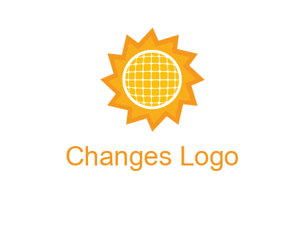 sun and solar panel logo