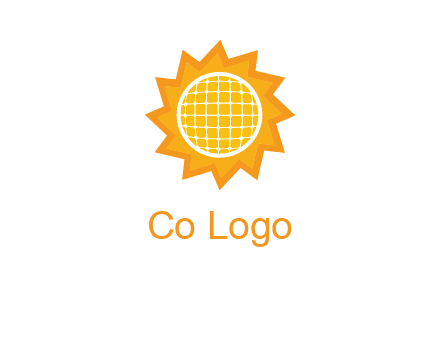 sun and solar panel logo