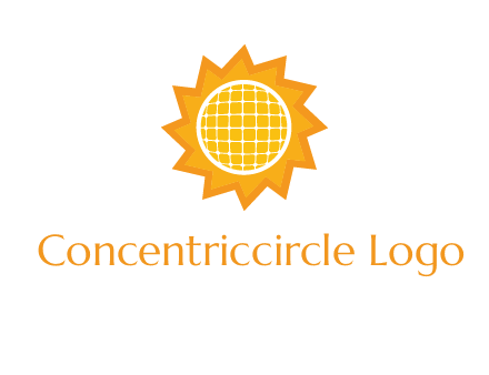 sun and solar panel logo