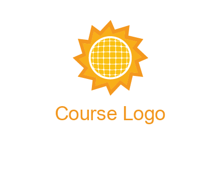sun and solar panel logo