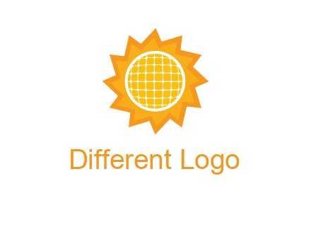 sun and solar panel logo