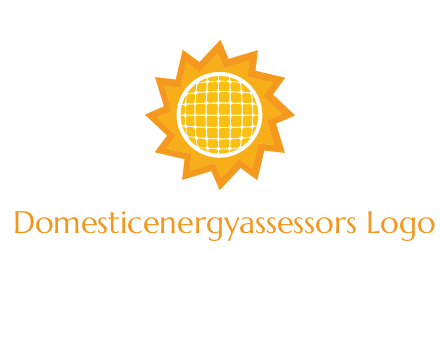 sun and solar panel logo