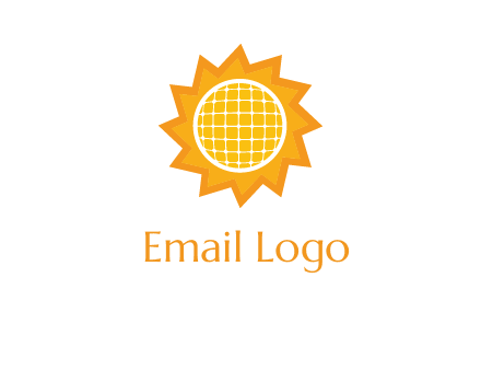 sun and solar panel logo