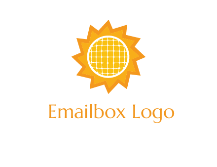 sun and solar panel logo