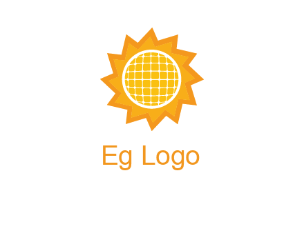 sun and solar panel logo