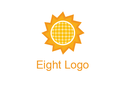 sun and solar panel logo