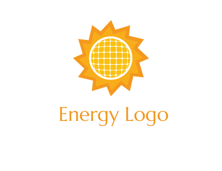 sun and solar panel logo