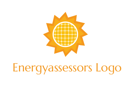 sun and solar panel logo