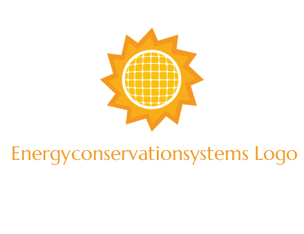 sun and solar panel logo