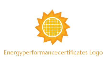 sun and solar panel logo