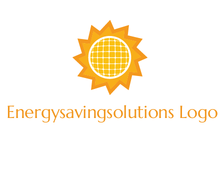 sun and solar panel logo