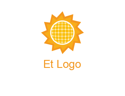 sun and solar panel logo
