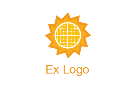 sun and solar panel logo
