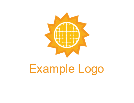 sun and solar panel logo