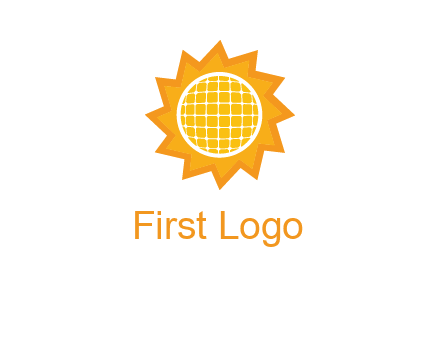 sun and solar panel logo