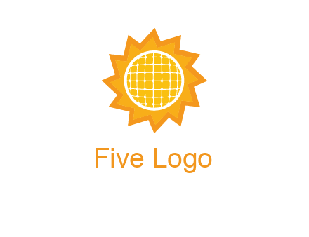 sun and solar panel logo