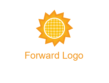 sun and solar panel logo