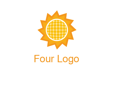 sun and solar panel logo