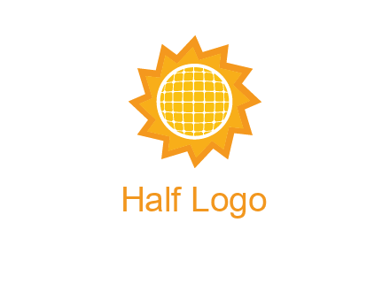 sun and solar panel logo