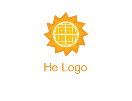 sun and solar panel logo