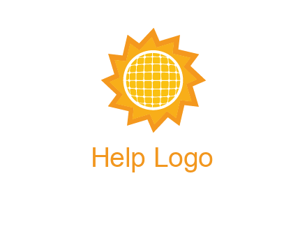 sun and solar panel logo