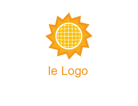 sun and solar panel logo