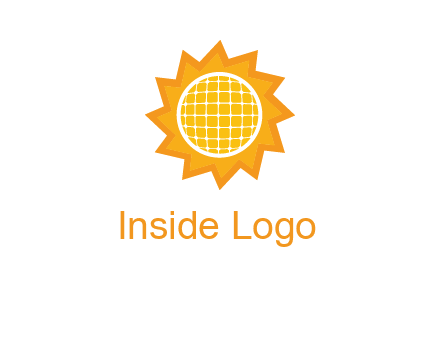 sun and solar panel logo