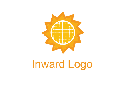 sun and solar panel logo