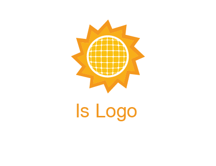 sun and solar panel logo