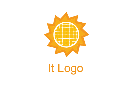sun and solar panel logo