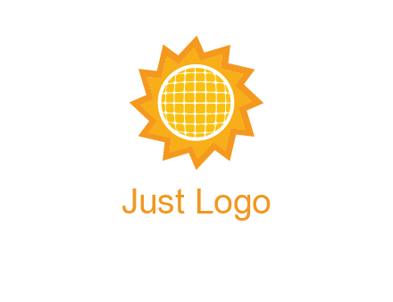 sun and solar panel logo