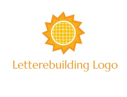 sun and solar panel logo