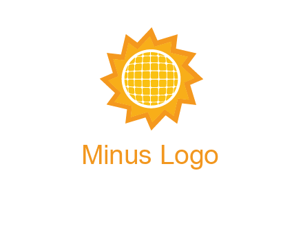 sun and solar panel logo