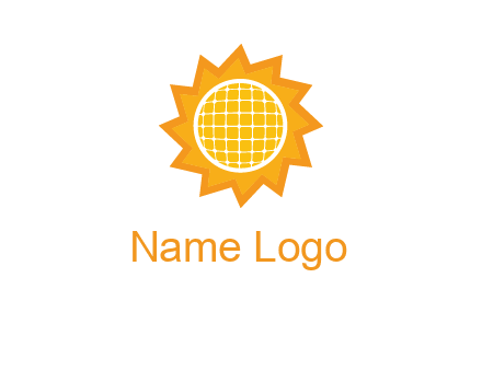 sun and solar panel logo