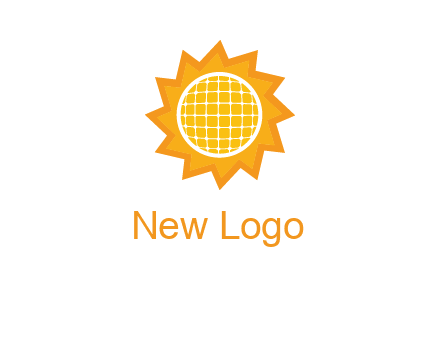 sun and solar panel logo