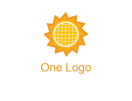 sun and solar panel logo